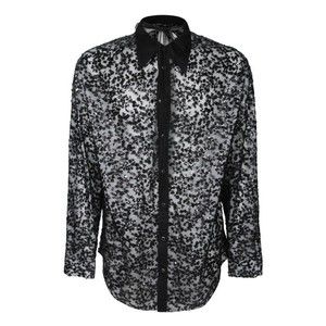 Dsquared2 Sheer Black Shirt With Floral Sequin Embellishments - NWT